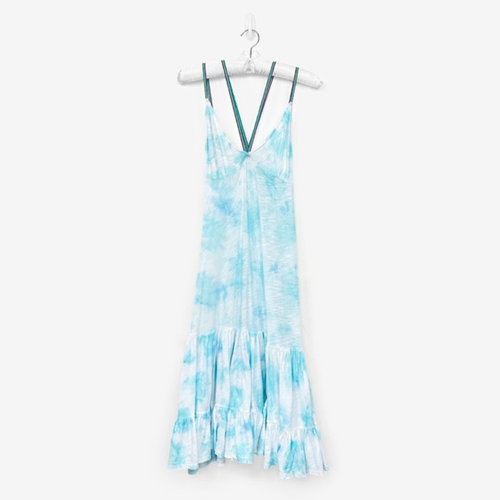 Pitusa Strappy Midi Dress Size XXS-S Light Blue Tie Dye Swim Cover Up Beach Boho